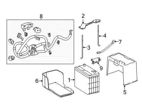 2017 Honda Accord Battery Bolt, Battery Set Diagram for 31513-T2A-A10