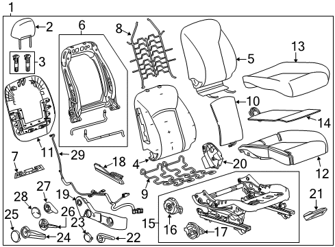 2012 Buick Verano Passenger Seat Components Tilt Lever Diagram for 22905273