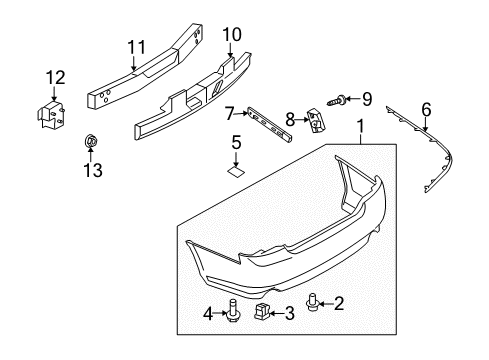 2010 Infiniti M45 Rear Bumper Nut-Hex Diagram for 08911-1401G