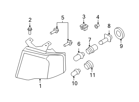 2014 Ford Expedition Bulbs Headlamp Bulb Retainer Diagram for 5C3Z-13N019-AA