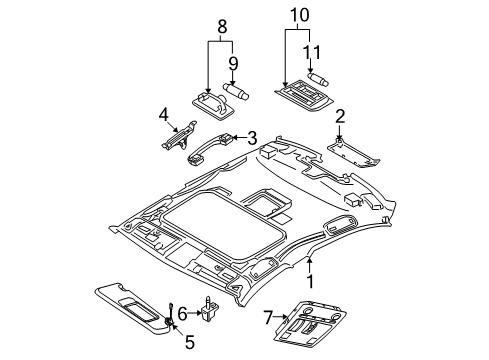 2009 BMW 328i xDrive Interior Trim - Roof Covering Headlining Rear Diagram for 51446955208