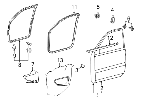 2010 Toyota Land Cruiser Front Door Outer Panel Diagram for 67111-60350