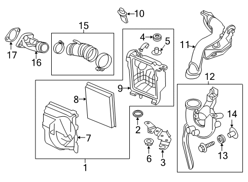 2018 Nissan Sentra Powertrain Control Body Assembly-Air Cleaner Diagram for 16528-3RC2A