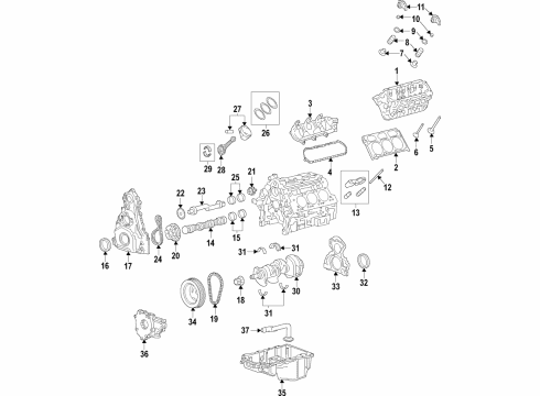 2021 Chevrolet Silverado 1500 Engine Parts, Mounts, Cylinder Head & Valves, Camshaft & Timing, Variable Valve Timing, Filters, Oil Cooler, Oil Pan, Oil Pump, Adapter Housing, Balance Shafts, Crankshaft & Bearings, Pistons, Rings & Bearings Oil Pan Diagram for 12689456