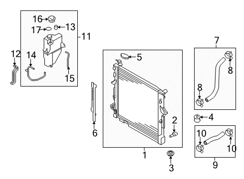 2009 Kia Borrego Radiator & Components Hose-Radiator Lower Diagram for 254122J100