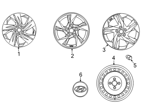 2021 Hyundai Elantra Wheels Wheel Assy-Aluminium Diagram for 52910-AB200