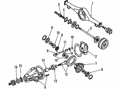 1989 Nissan Pathfinder Rear Axle, Differential, Propeller Shaft Case Differential Diagram for 38421-V7000