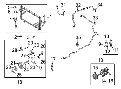 2002 Nissan Maxima Air Conditioner Clutch Assy-Compressor Diagram for 92660-5Y700