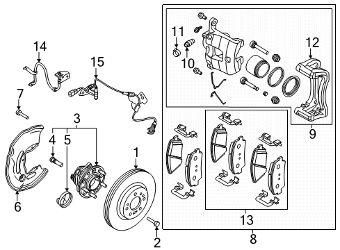 2019 Kia Stinger Front Brakes Front Brake Caliper, Left Diagram for 58180J5A51BCR