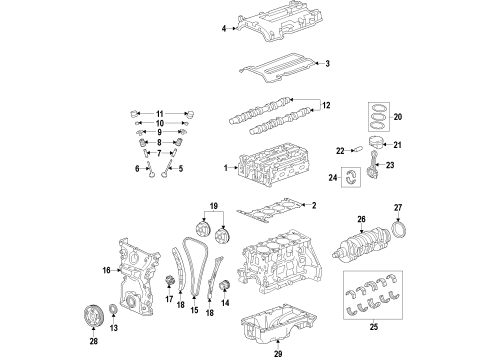 2014 Chevrolet Spark Engine Parts, Mounts, Cylinder Head & Valves, Camshaft & Timing, Oil Pan, Oil Pump, Crankshaft & Bearings, Pistons, Rings & Bearings, Variable Valve Timing Chain Guide Diagram for 25190534