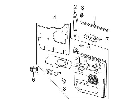 2002 Ford F-150 Interior Trim - Rear Door Trim Molding Diagram for YL3Z-1625504-AAC