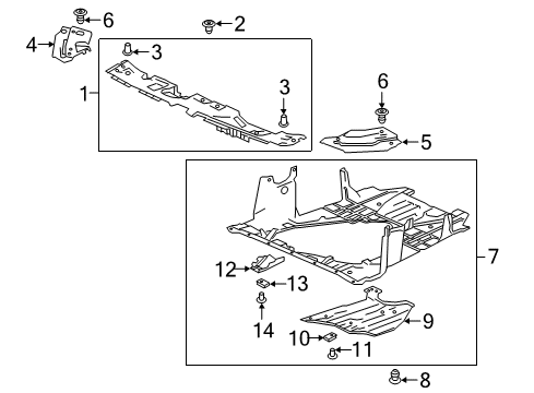 2021 Honda Accord Splash Shields Cover, Oil Filter Guard Diagram for 74119-TVA-A00