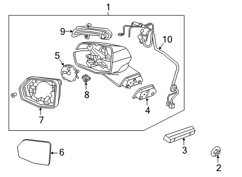 2022 Chevrolet Blazer Outside Mirrors Mirror Glass Diagram for 84539658