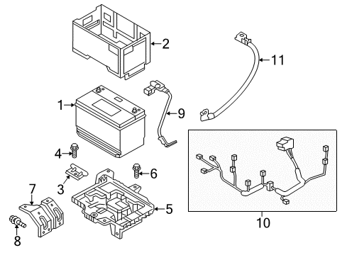 2014 Hyundai Santa Fe Battery Tray Assembly-Battery Diagram for 371502P200