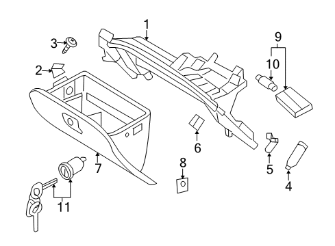 2011 Hyundai Tucson Glove Box Cover-Glove Box Housing Diagram for 84541-2S000-9P