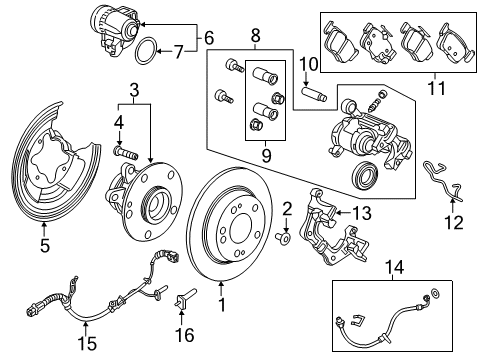 2020 Honda Civic Anti-Lock Brakes Sensor Assembly, Left Front Diagram for 57454-TGN-G01
