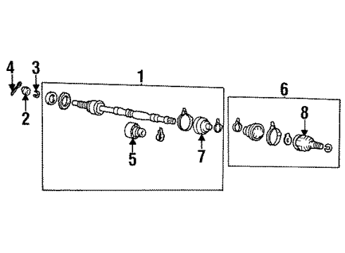 1999 Hyundai Accent Drive Axles - Front Boot Kit-Front Axle Differential Side Diagram for 49506-22B00