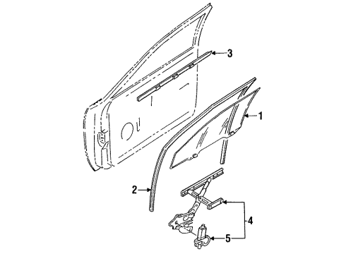 1986 Nissan Maxima Door & Components Glass Run Rubber-Front Door, LH Diagram for 80331-01E11