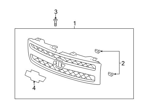 2012 Chevrolet Silverado 1500 Grille & Components Grille Diagram for 22829400