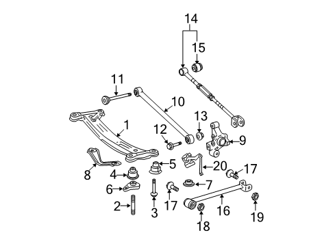 2012 Toyota Avalon Rear Suspension Components, Stabilizer Bar Knuckle Diagram for 42304-06101