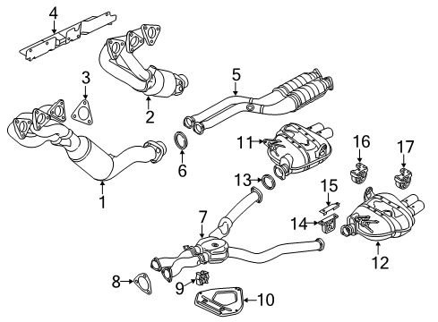 2008 BMW Z4 Exhaust Components Catalytic Converter Diagram for 18307836634