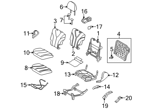 2011 Toyota Venza Rear Seat Components Seat Frame Diagram for 71016-0T010