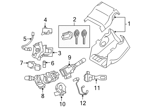 2010 Toyota RAV4 Shroud, Switches & Levers Column Cover Diagram for 45287-0R010-B0