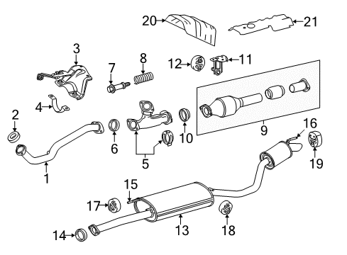 2015 Toyota Highlander Exhaust Components Rear Muffler Support Bracket Diagram for 17574-0P150