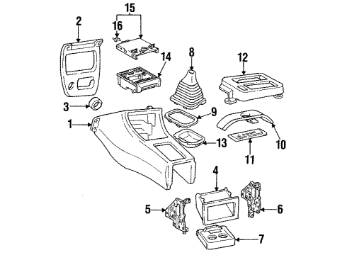 1997 Toyota Corolla Front Console Panel, Instrument Panel Finish, Lower Center Diagram for 55434-12121-B0