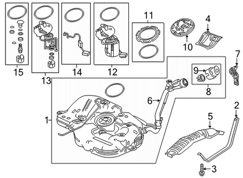 2022 Honda Civic Fuel System Components Band Complete, Fuel Tank Diagram for 17521-TBA-A00