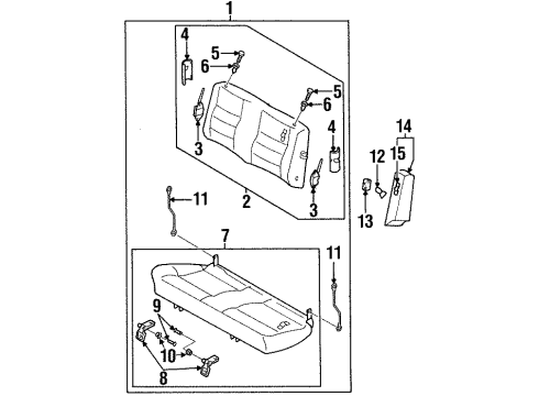 2000 Kia Sportage Rear Seat Components Strap Diagram for 0K01488401