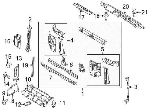 2009 Ford E-150 Radiator Support Horn Bolt Diagram for -N606676-S100