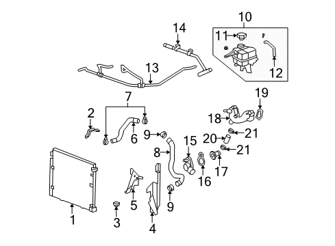 2007 Cadillac STS Radiator & Components Radiator Assembly Diagram for 19258626