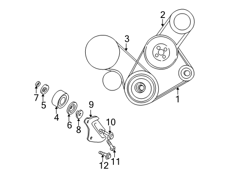 2003 Hyundai Elantra Belts & Pulleys Alternator Belt Diagram for 25212-23021