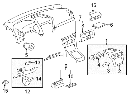 2012 Chevrolet Captiva Sport Cluster & Switches, Instrument Panel Center Bezel Bracket Diagram for 19169274