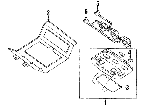 1995 Mercury Villager Moonroof Map Lamp Assembly Diagram for F5XY13776AAM