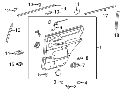 2018 Lexus LX570 Interior Trim - Rear Door PANEL ASSY, RR DOOR Diagram for 67630-60R80-C7