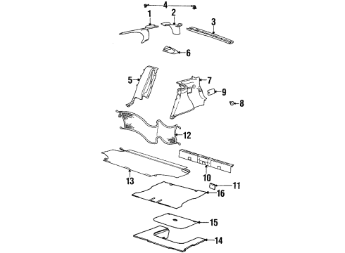 1997 Saturn SW1 Interior Trim - Rear Body Molding Asm, Body Lock Pillar *Medium Duty Wm. Gray Diagram for 21302368