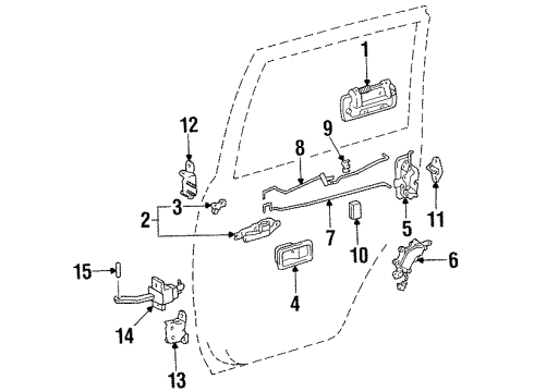 1997 Lexus LX450 Rear Door - Lock & Hardware Rear Door Outside Handle Assembly, Left Diagram for 69240-60020-E1