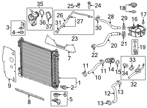 2012 Cadillac SRX Radiator & Components Upper Hose Diagram for 20795716