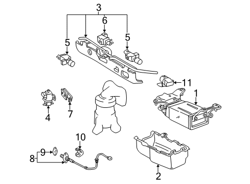 1999 Lexus RX300 Emission Components Sensor Assy, Vapor Pressure Diagram for 89460-12010