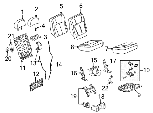 2007 Saab 9-7x Rear Seat Components Seat Cushion Pad Diagram for 89043458