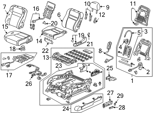2004 Acura TSX Heated Seats Switch Assembly, Driver Side Heated Seat Diagram for 35650-SEC-A01