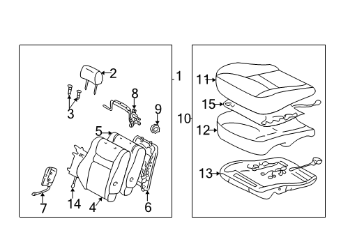 2003 Toyota Camry Heated Seats Seat Back Assembly Diagram for 71430-AA390-B0