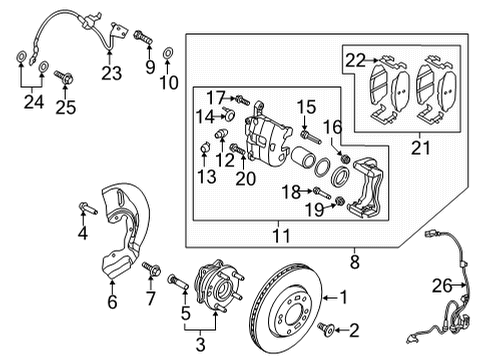 2022 Hyundai Tucson Front Brakes HOSE-BRAKE FRONT, RH Diagram for 58732-CW000