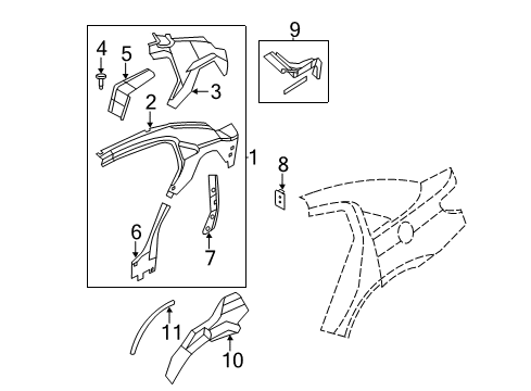 2007 Chrysler Sebring Inner Structure - Quarter Panel Housing-Fuel Filler Diagram for 5008740AD