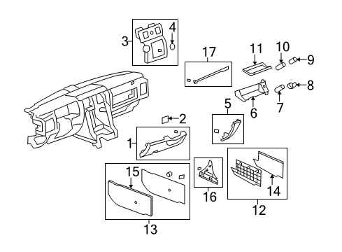 2008 Hummer H2 Instrument Panel Components Hole Cover Diagram for 15854787