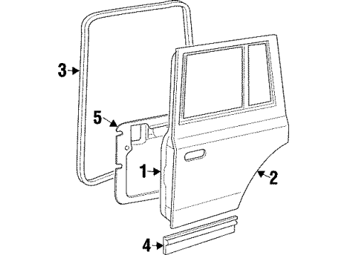 1998 Jeep Cherokee Rear Door Seal-Rocker Diagram for 55235412AB