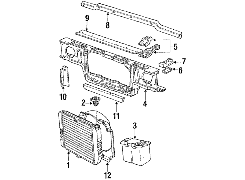 1987 Mercury Colony Park Radiator & Components, Radiator Support, Cooling Fan Lower Hose Diagram for D9AZ-8286-A