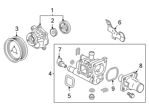 2016 Chevrolet Cruze Limited Cooling System, Radiator, Water Pump, Cooling Fan Thermostat Housing Bracket Diagram for 13276981
